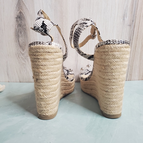 NEW Black White Snake Print Espadrille Wed… - Picture 9 of 10